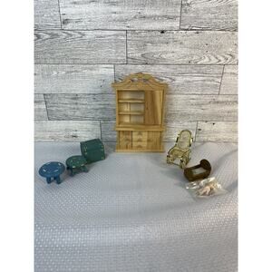 Vintage Miniature Dollhouse Furniture - Includes 7 Pieces- Some Painted